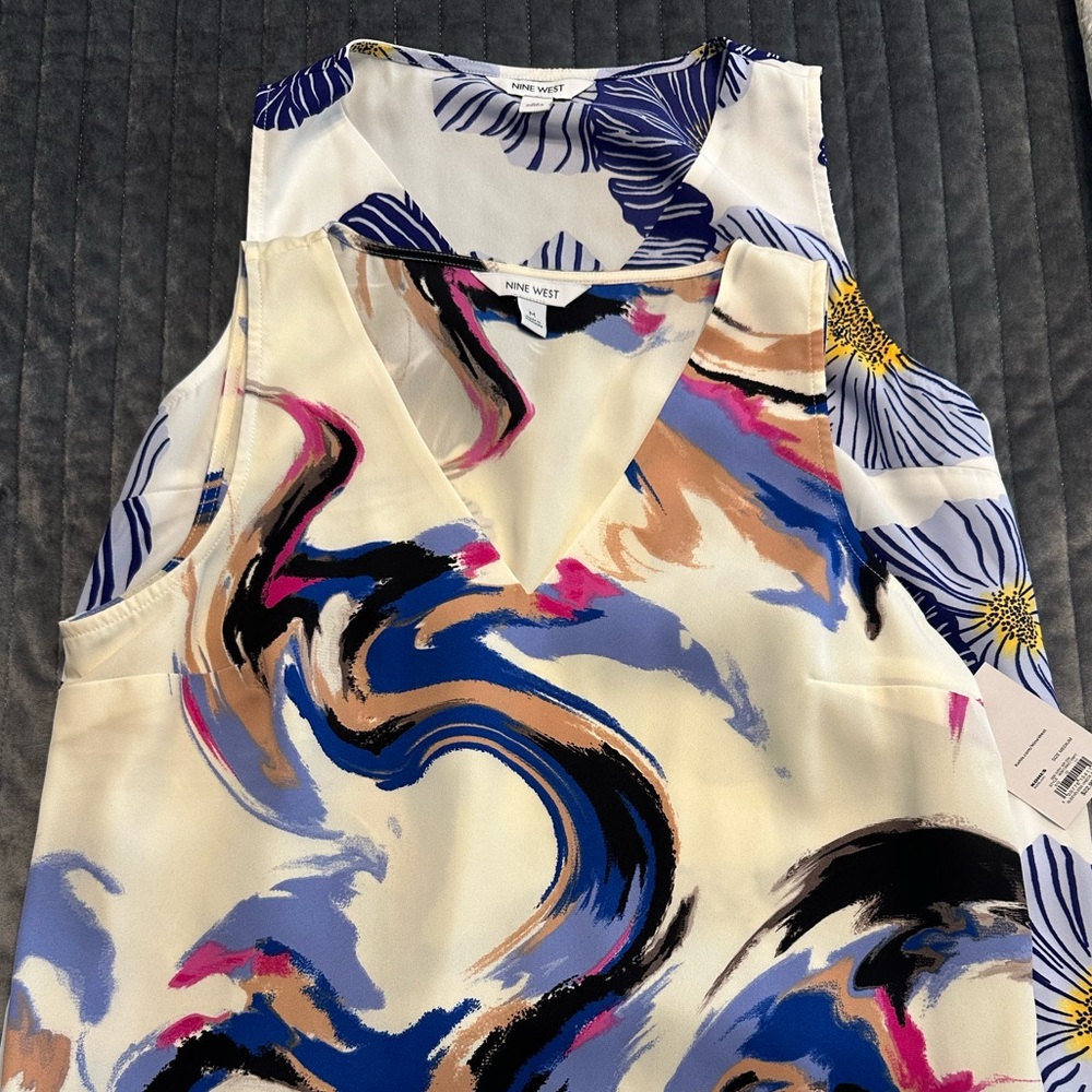 Nine West Multicolor Abstract Sleeveless Tops - TWO FOR ONE! BOTH are NWT.